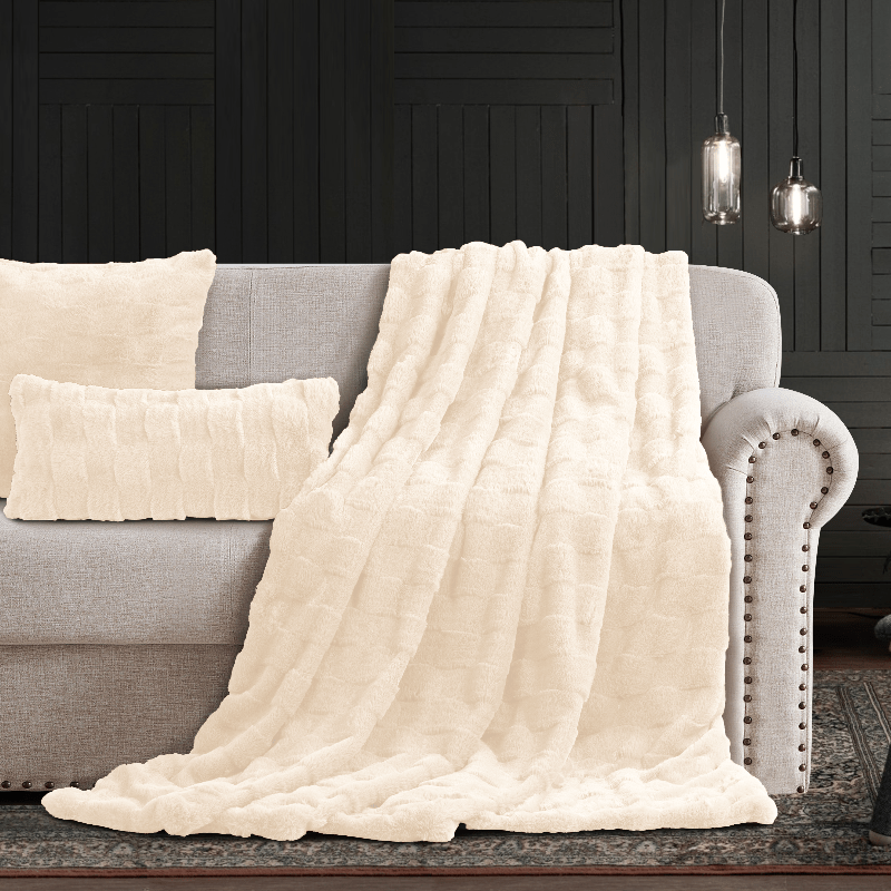 Cotton Co Fur Throw Cotton Co Prague Faux fux Throw 120 x 180cm Cream (7811205955673)