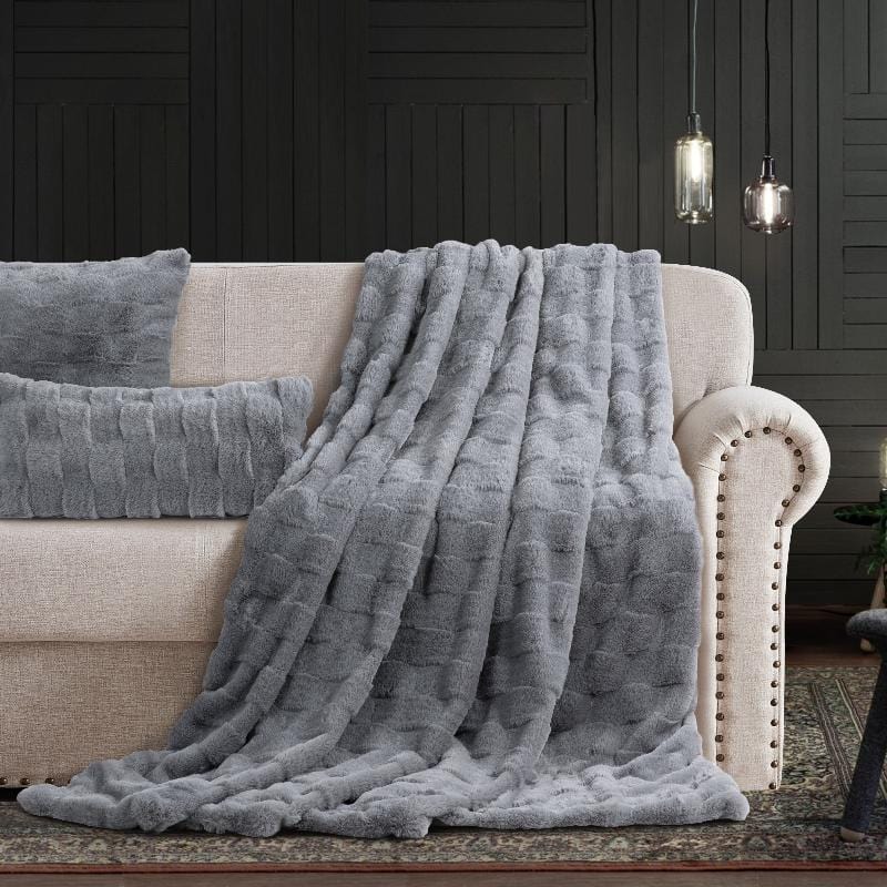 Cotton Co Fur Throw Cotton Co Prague Faux fux Throw 120 X 180cm Grey (7811204087897)