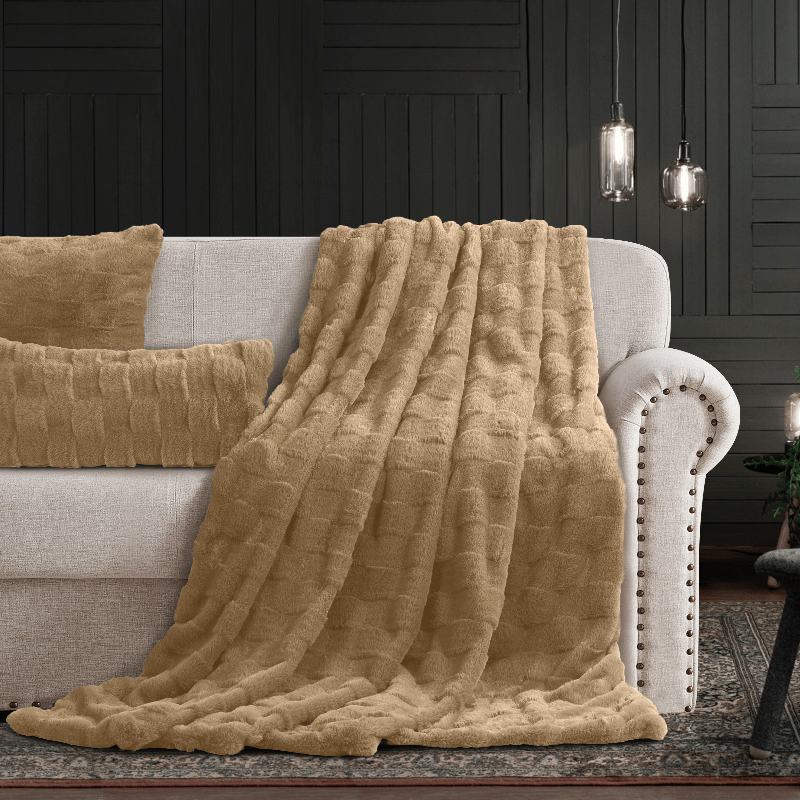 Cotton Co Fur Throw Cotton Co Prague Faux fux Throw 120 x 180cm Stone (7811210313817)