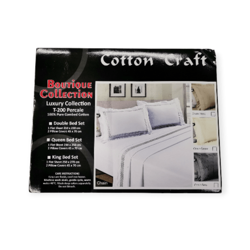 Cotton Craft SHEET SET Cotton Craft Luxury Collection Embroidered Bed Sheet T-200 Percale 3 Piece Stone (7822229143641)