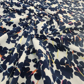 COTTON LYCRA Dress Fabrics Printed Cotton Jersey Knit Fabric 150 cm Blue Floral (7514478149721)