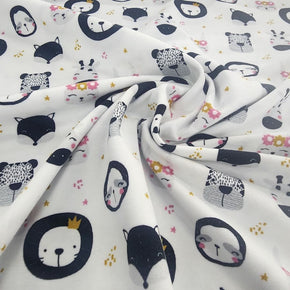 COTTON LYCRA Dress Fabrics Printed Cotton Lycra Fabric 150cm Cute Animals (7514478084185)