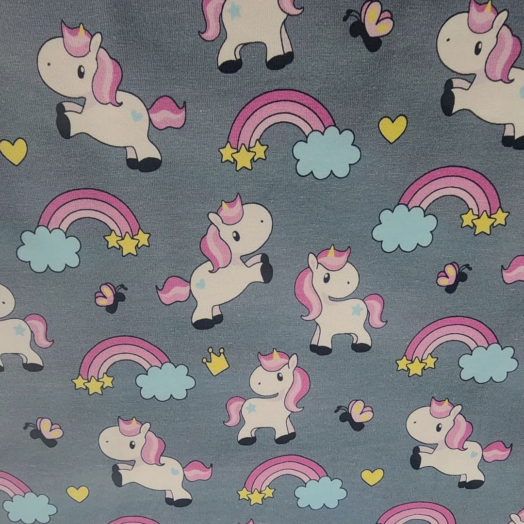 COTTON LYCRA Printed Cotton Lycra Fabric 150cm Unicorns (7514477887577)