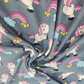 COTTON LYCRA Printed Cotton Lycra Fabric 150cm Unicorns (7514477887577)