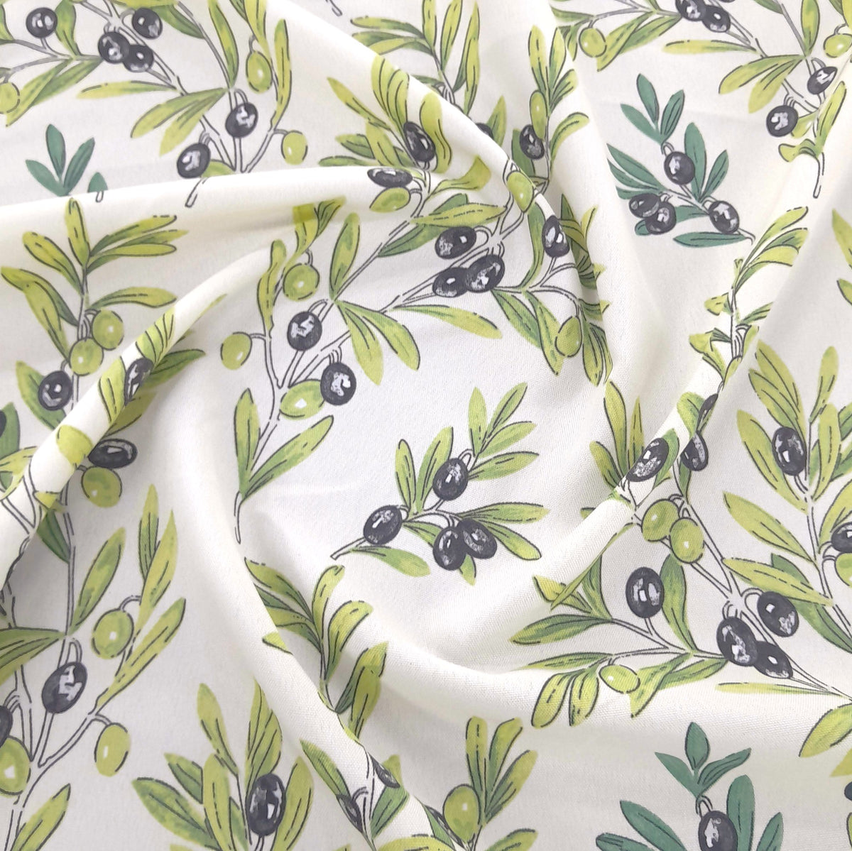 Printed Mini Matt Olive Flowers 140 cm