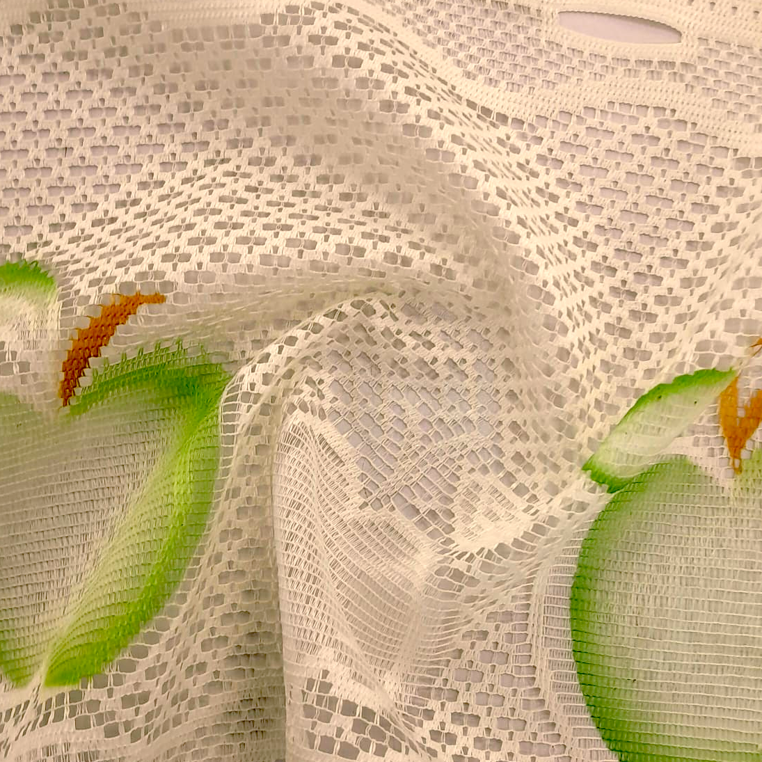 Printed Dutch Lace Green Apples Cream 60 cm.