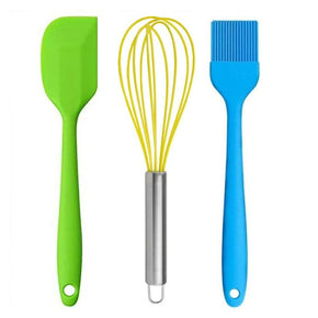 Creative Cooking Tongs Creative Cooking Silicone Spatula, Brush & Whisk Set CC-145 (7347264094297)