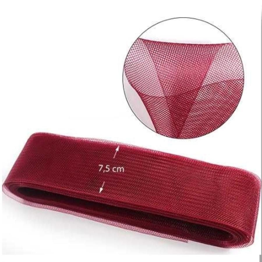 CRINOLINE Habby Maroon Hard Crinoline 7.5cm