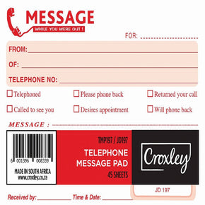 Croxley Tech & Office Croxley Telephone Message Pad JD197 (7396943298649)