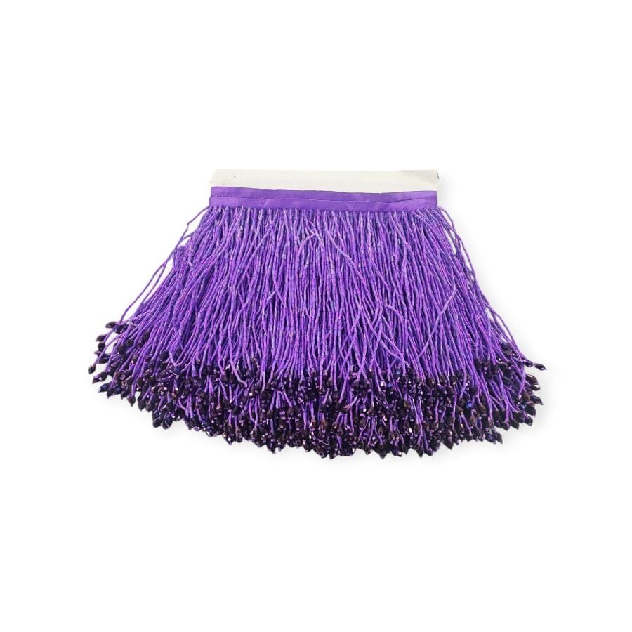 CRYSTAL GLASS BEADED FRINGE HABBY DK Purple Glass Beaded Fringing 15cm (7800881578073)