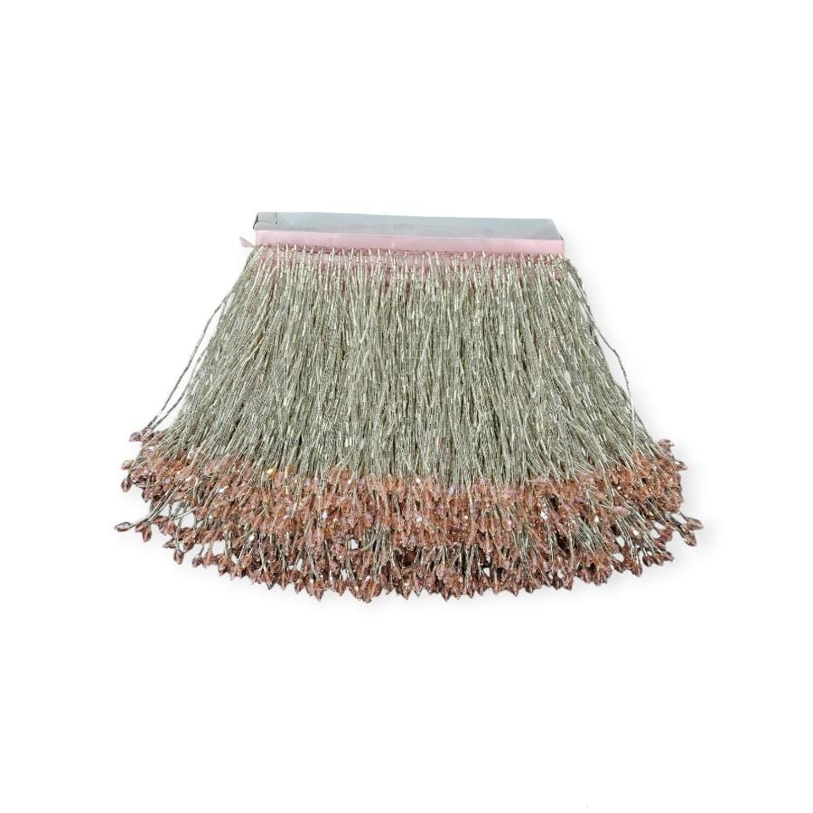 CRYSTAL GLASS BEADED FRINGE HABBY Dusty Pink Glass Beaded Fringing 15cm (7800881578073)