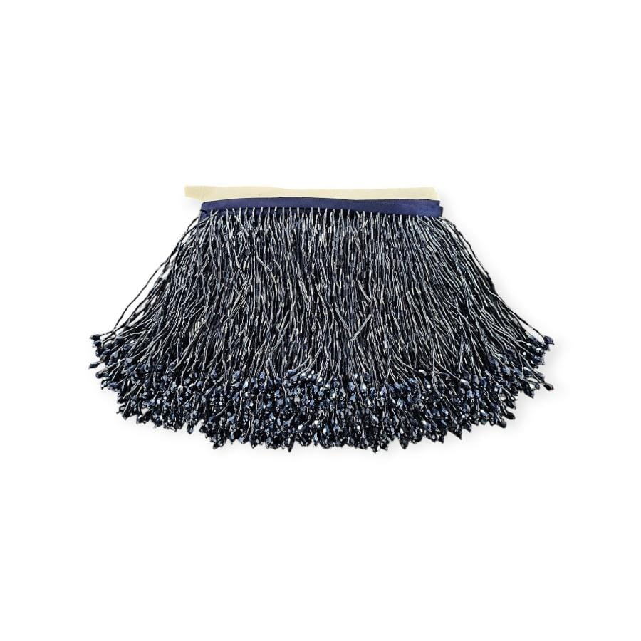 CRYSTAL GLASS BEADED FRINGE HABBY Navy Glass Beaded Fringing 15cm (7800881578073)