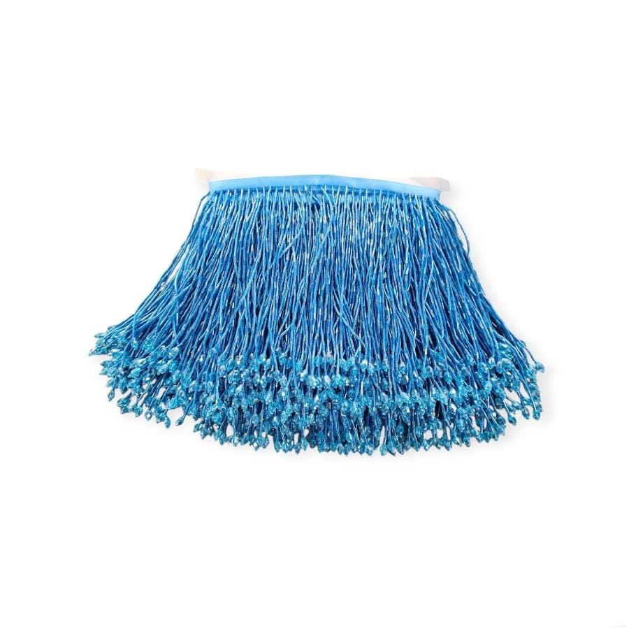 CRYSTAL GLASS BEADED FRINGE HABBY Turquoise Glass Beaded Fringing 15cm (7800881578073)