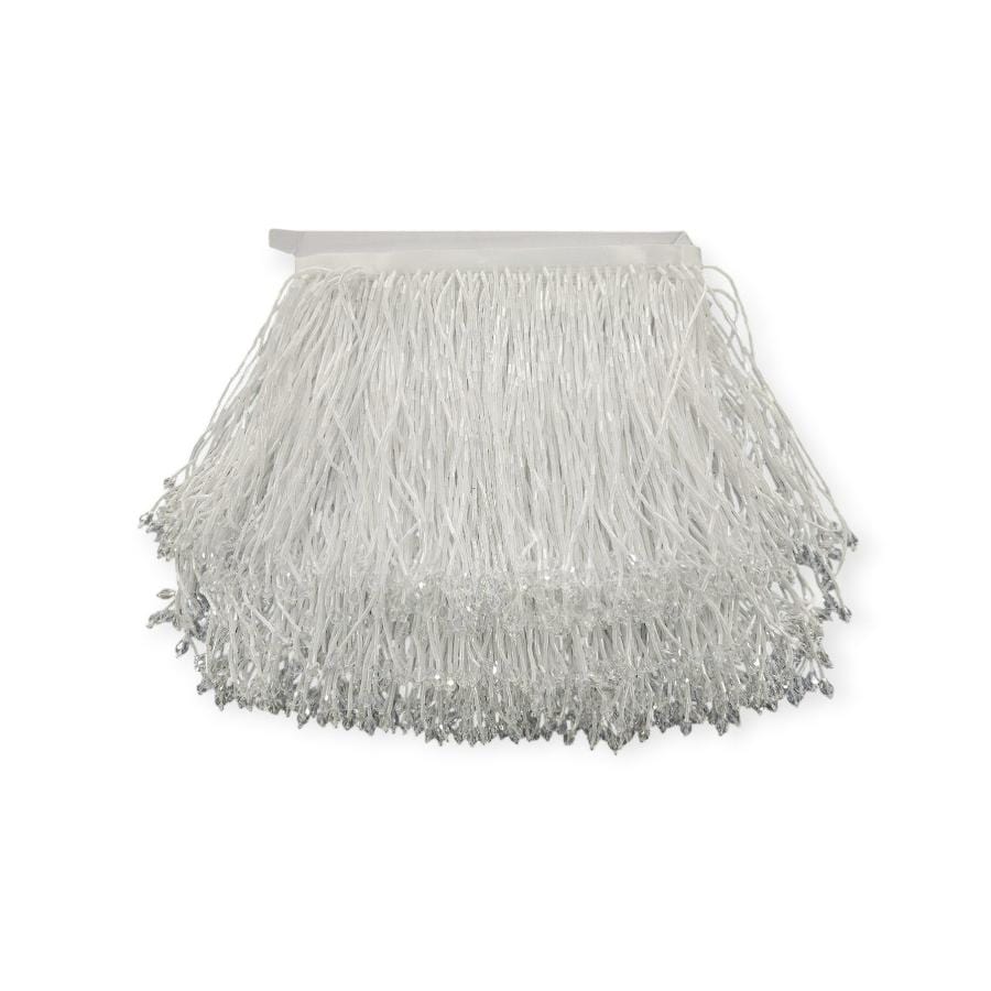 CRYSTAL GLASS BEADED FRINGE HABBY White Glass Beaded Fringing 15cm (7800881578073)