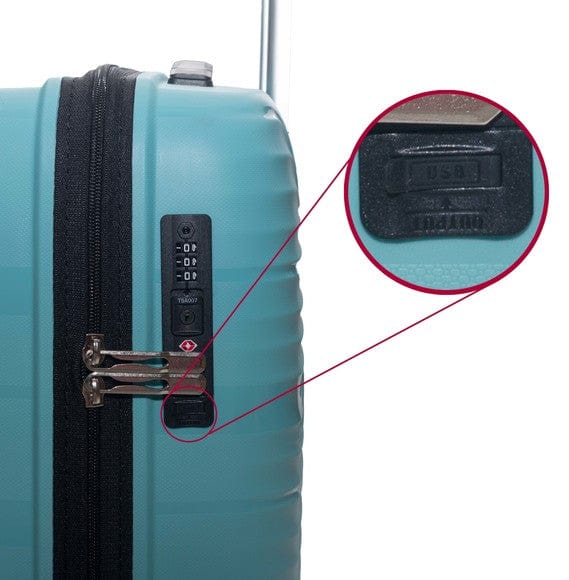 Gino De Vinci Luggage 60CM Gino De Vinci Suterra Medium Roller Case Aqua Blue (7160832589913)