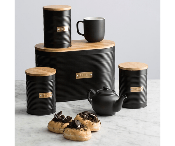 Typhoon CANISTER Typhoon Otto Black Set Of 3 Tea, Coffee, Sugar Storage (7401203957849)