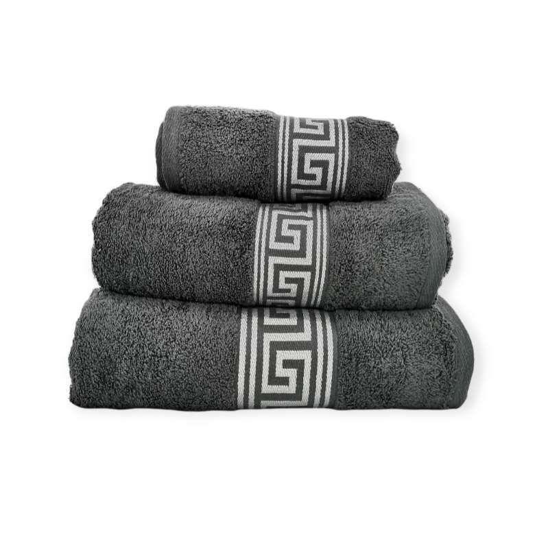 SIMON BAKER TOWEL Hand Towel  50 x 90 Simon Baker Greek Key Towels Grey 600GMS (7725673873497)