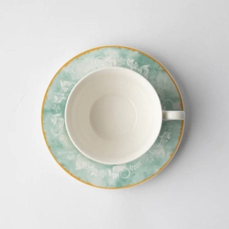 Jenna Clifford Bowls Jenna Clifford Green Floral Cup & Saucer Set Of 4 (2061542588505)