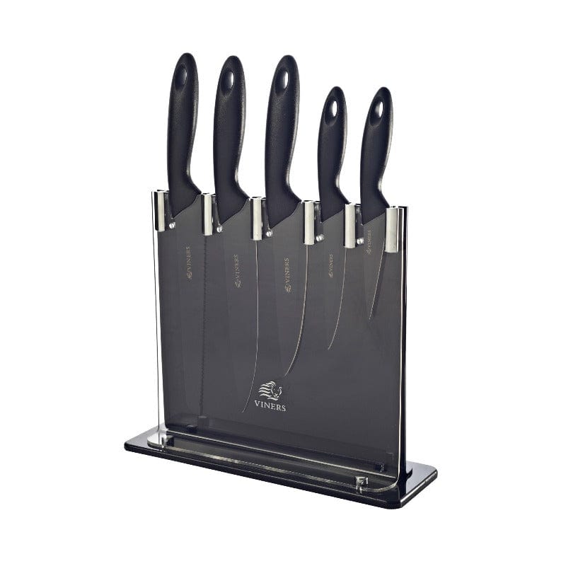 Viners CUTLERY Viners Silhouette Black Knife Block 5 Piece VN0305097 (7255836196953)