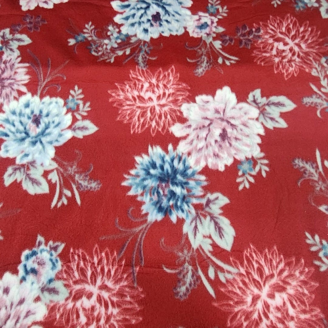 Fleece Blankets Printed Polar Fleece Fabric Red Floral 150 cm (7588958830681)