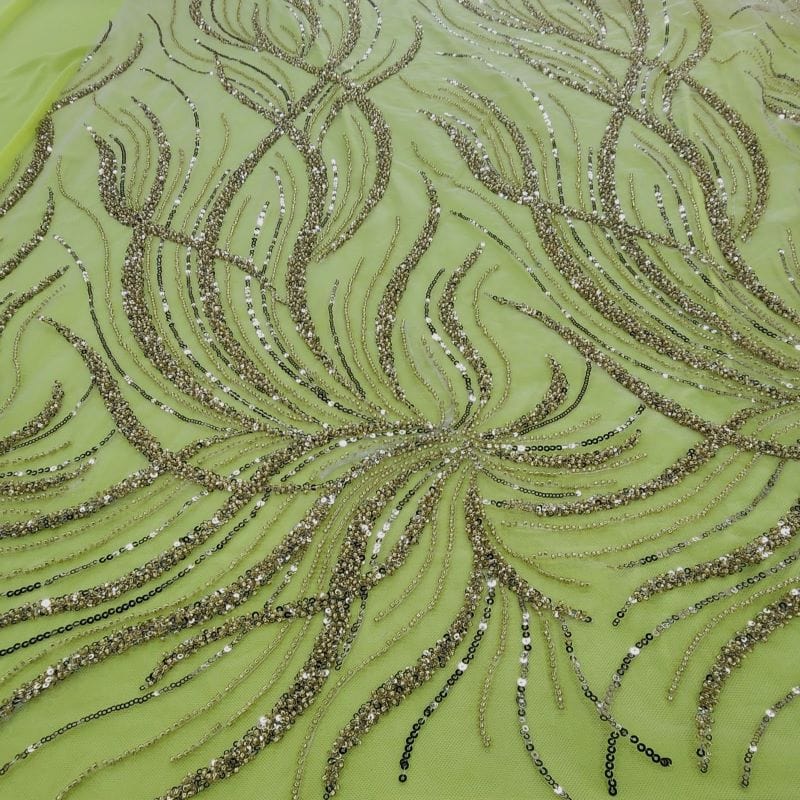 BRIDAL LACE Dress Fabrics Kenzi Beaded Lace  Fabric Mink 130cm (7478099902553)