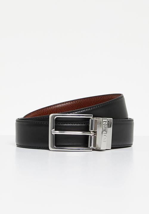 Polo Belts Polo Landon Coated Leather Belt - Black/Light Brown (7781712592985)