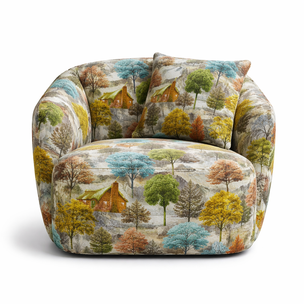 Fabric 3D Velvet Printed Upholstery Forest Autumn 140 cm