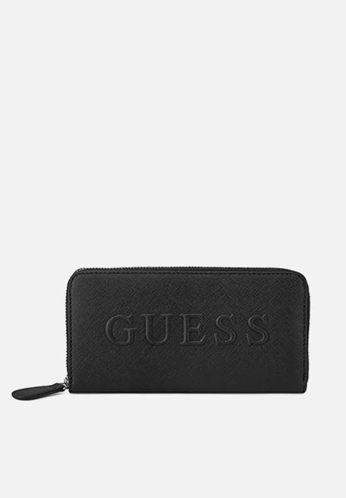 Guess Ladies Handbags Guess Haddington Medium Zip Around  Black (7794983239769)