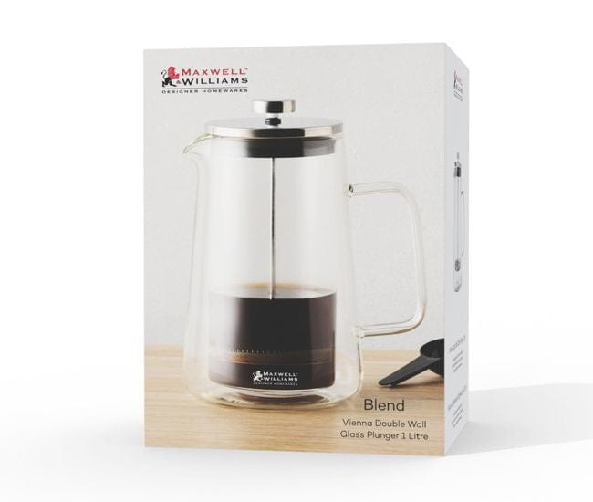 Maxwell & Williams MUGS Maxwell & Williams Blend Vienna Double Wall Plunger 1L Clear Gift Boxed LQ0047 (7315119865945)