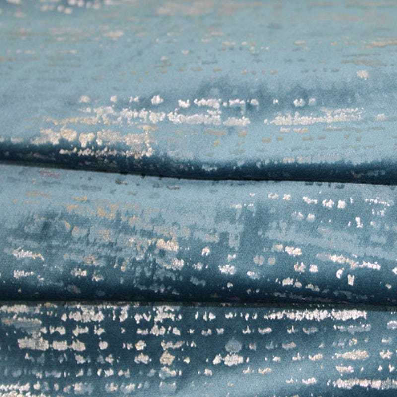 velvet Foil Velvet Curtain/Upholstery Material Blue 280cm (6844192784473)