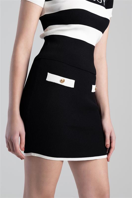 Sissy Boy Skirt Sissy Boy Blank Space Mini Skirt With Mock Pocket Black/White