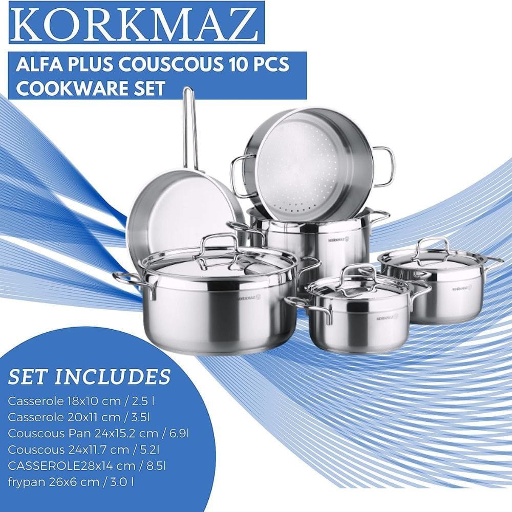 Korkmaz POTS Korkmaz 10 Piece Alfa Plus Cookware Set KA1998 (7734862381145)