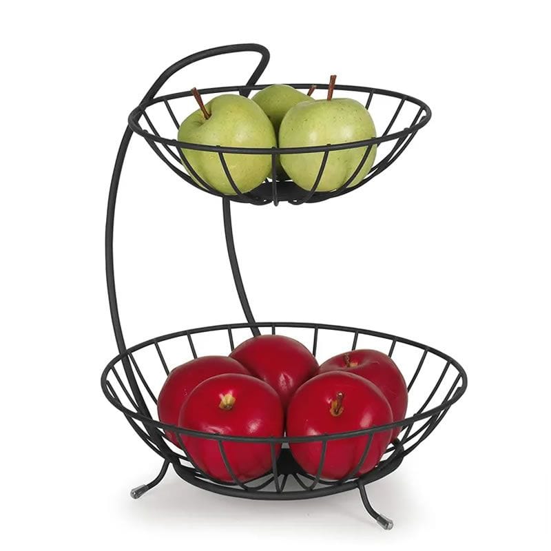 Continental Homeware Plasticware Continental Houmeware Double Layer Fruit Basket Black CH736 (7299230335065)