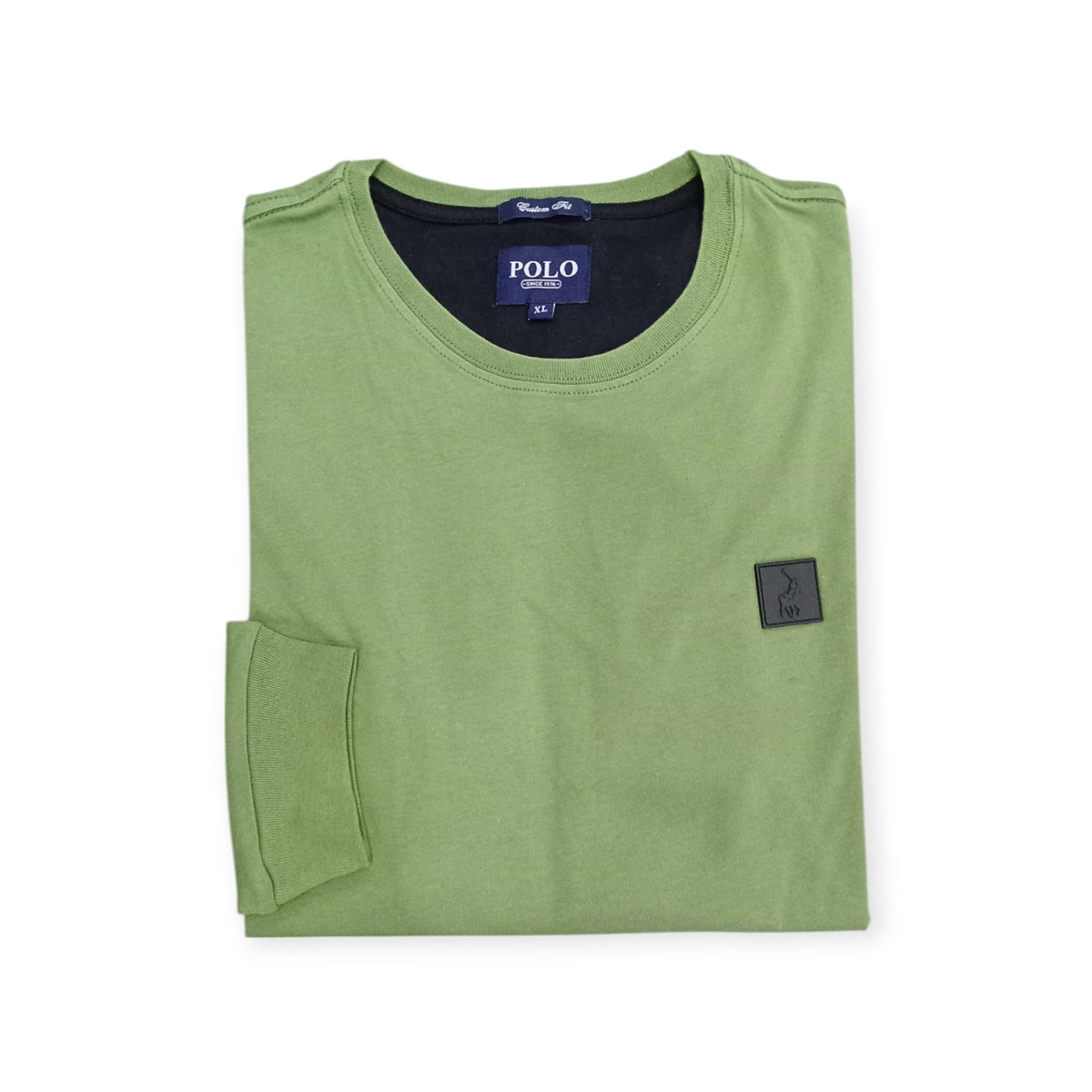 Polo T Shirt S Polo Men's Essential Crew Neck Long Sleeve Tee Fatigue