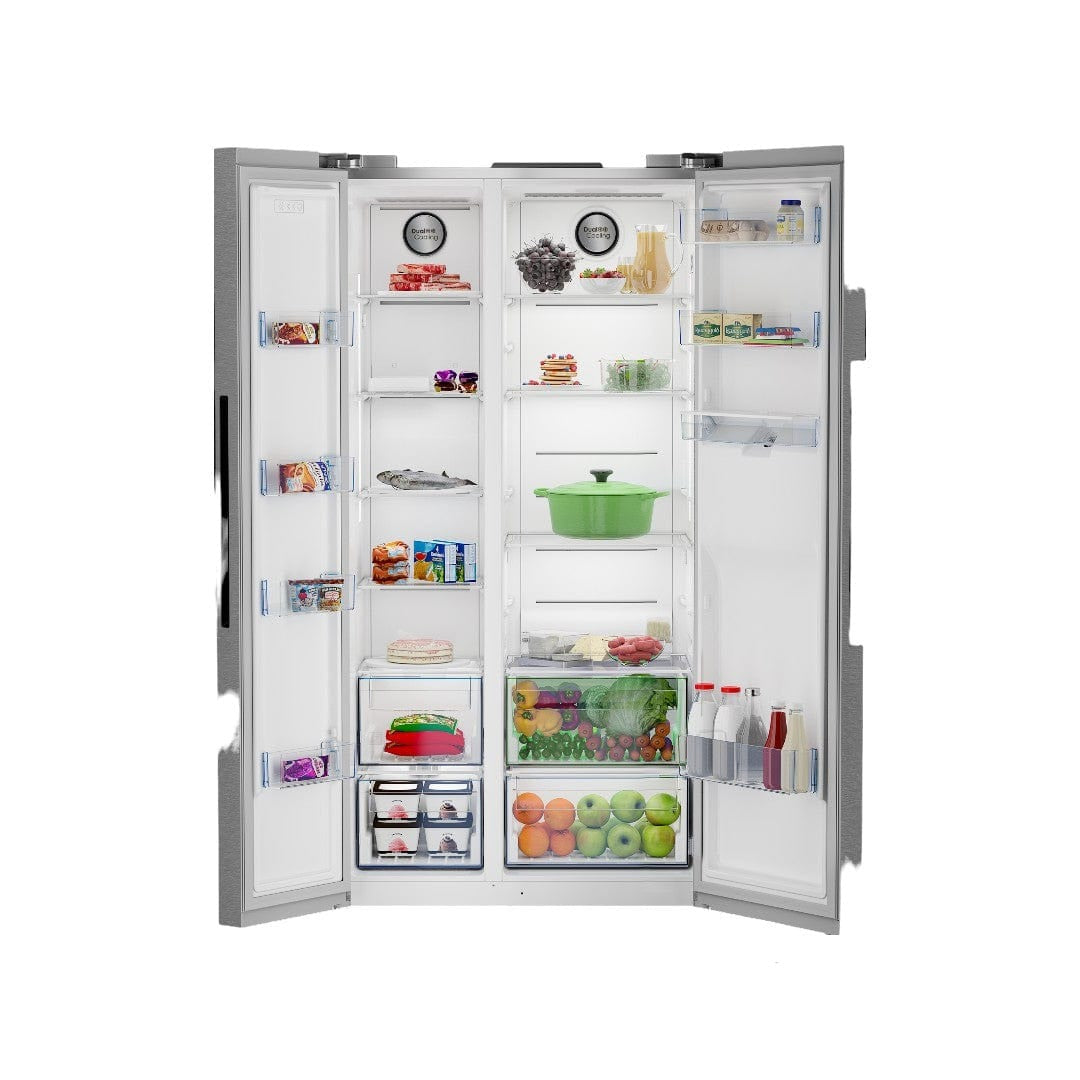 defy Refrigerators Defy 555L Satin Metallic Naturelight Side by Side Fridge DFF547 (7487521390681)