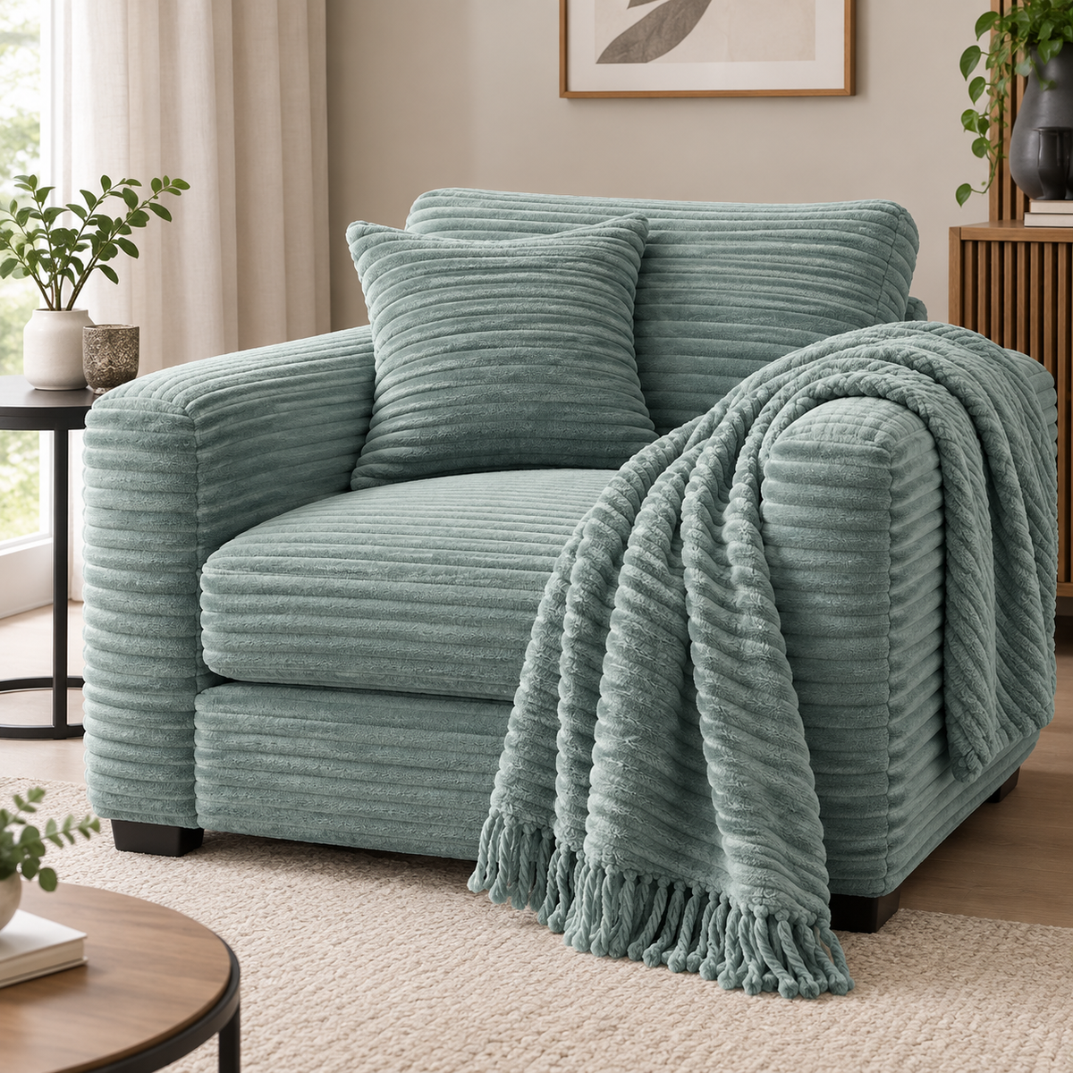 Fabric Upholstery Sputnik Corduroy Sage 140 cm.