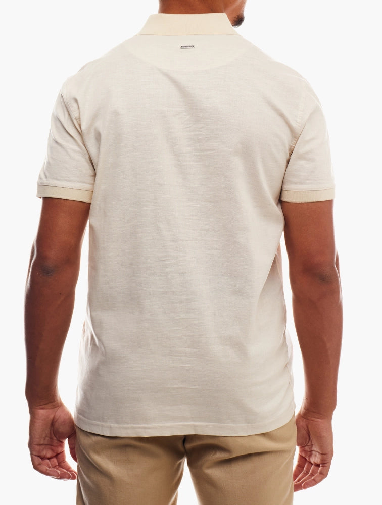 Polo Men's Jacquard Short Sleeve Golfer Stone