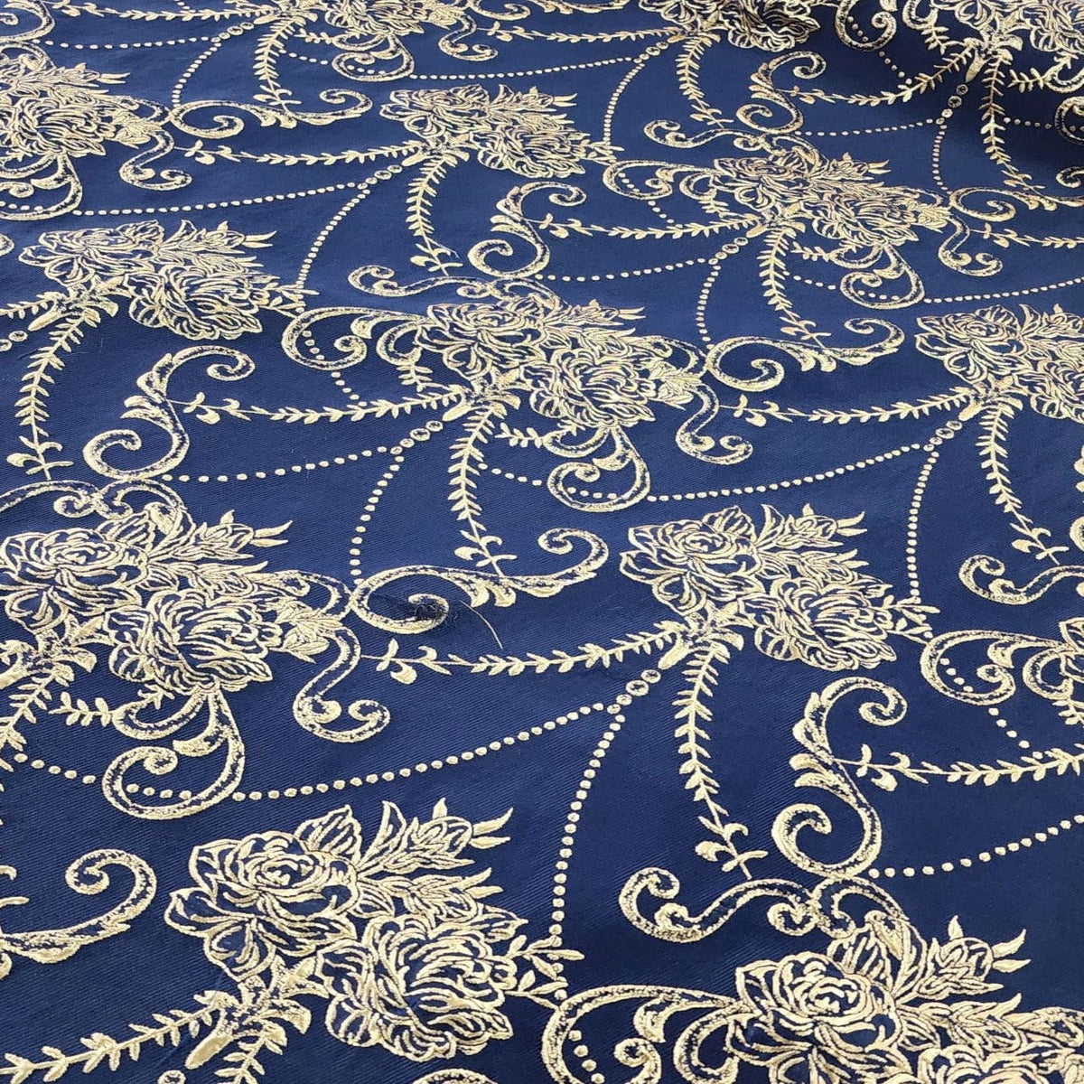 BROCADE Dress Fabrics Brocade Fabric Navy 150cm (7400713879641)