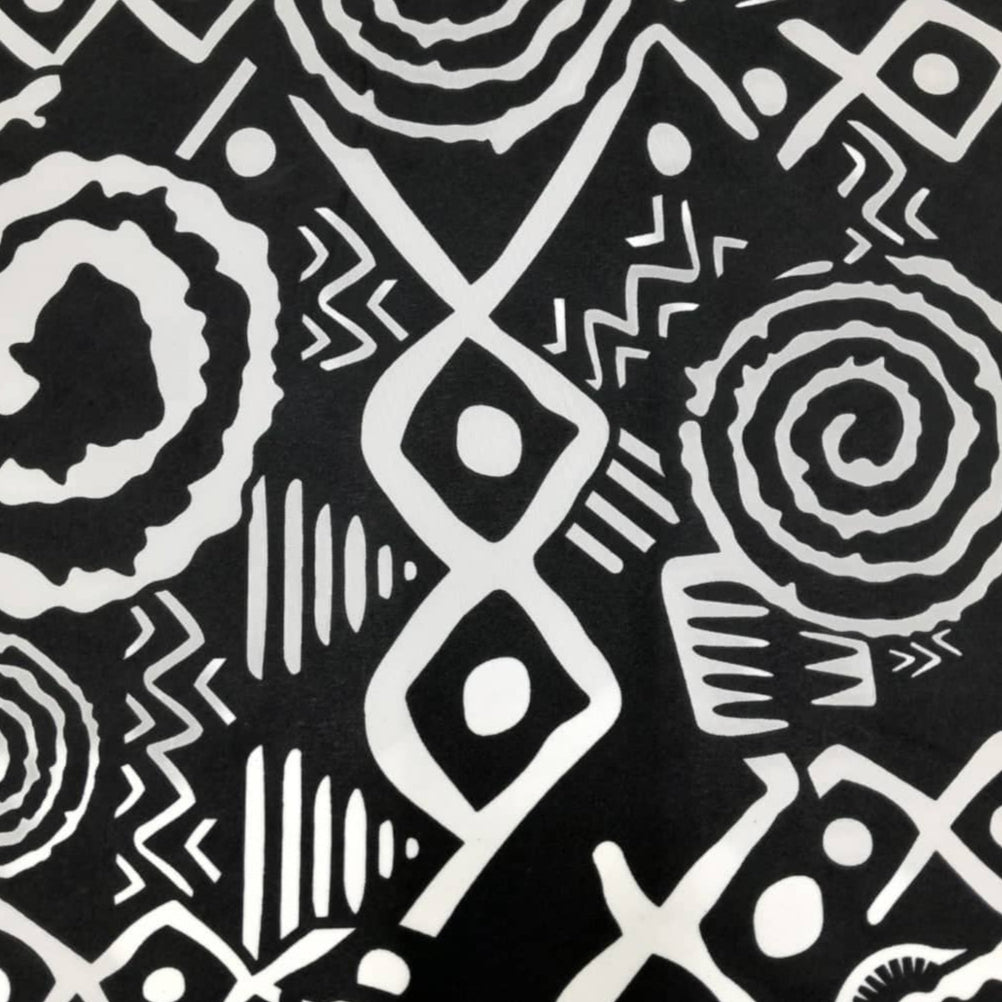 MH JOOSUB Printed Mini Matt Black Printed Mini Matt Ethnic Print Design 18 Collection 140 cm (7883211210841)