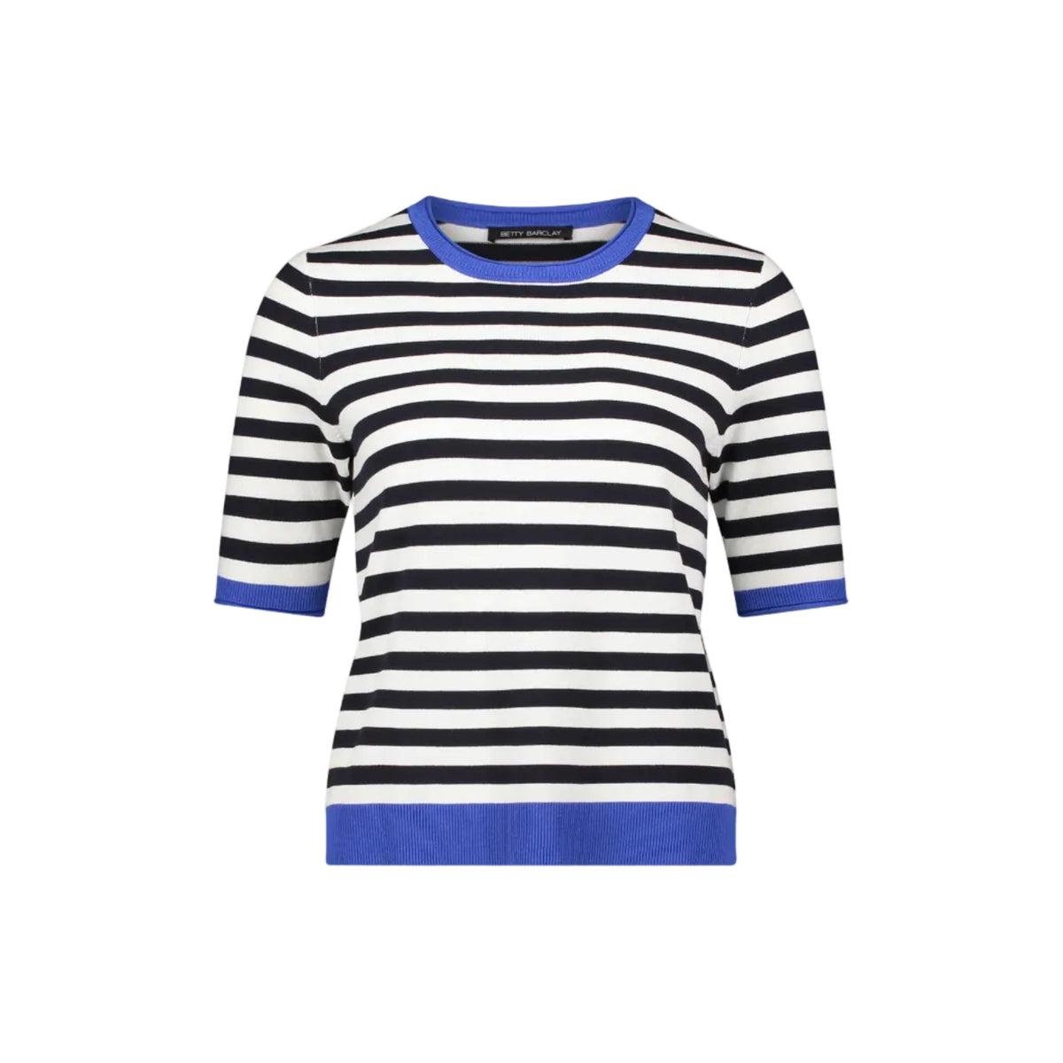 Betty Barclay Ladies Basic Short Sleeved Knitted Pullover-Patch Dark Blue/Blue 5416/1440