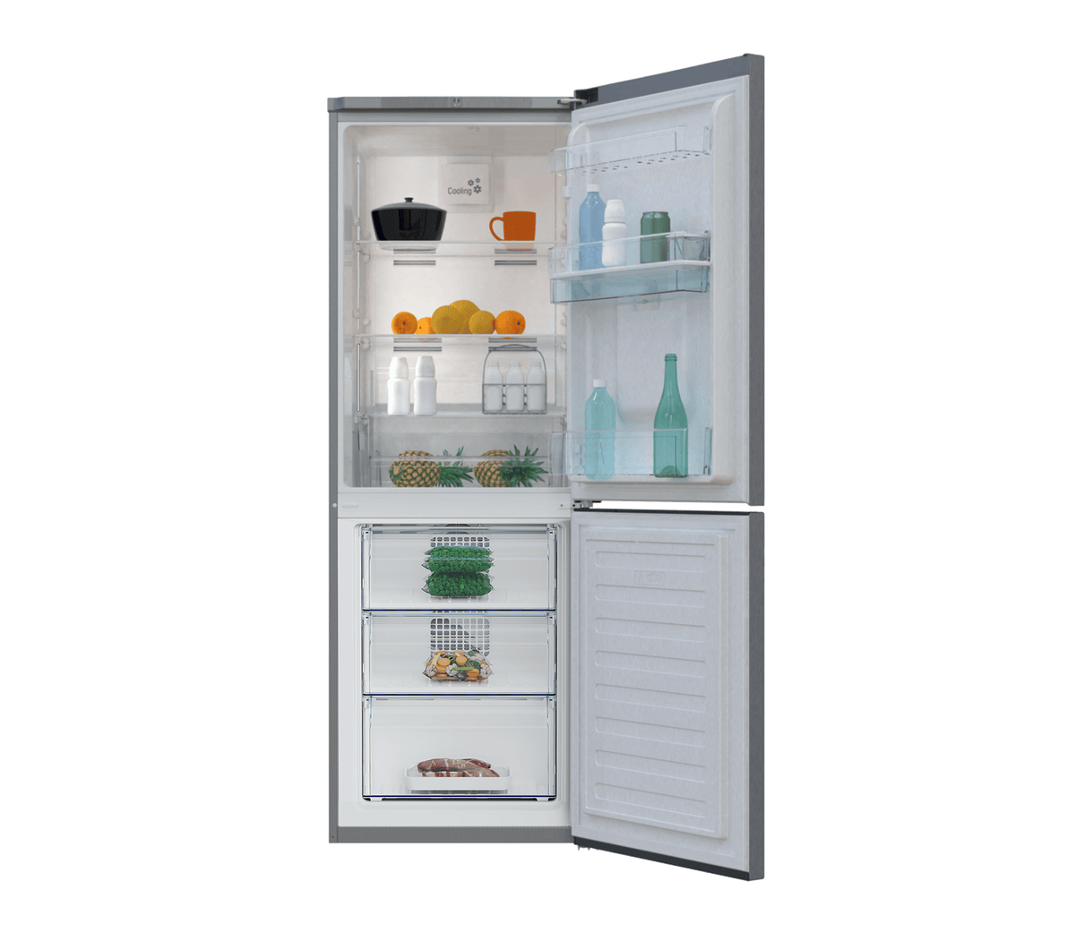 defy Fridge Defy 302L Satin Metallic Fridge Freezer Frost Free DAC639