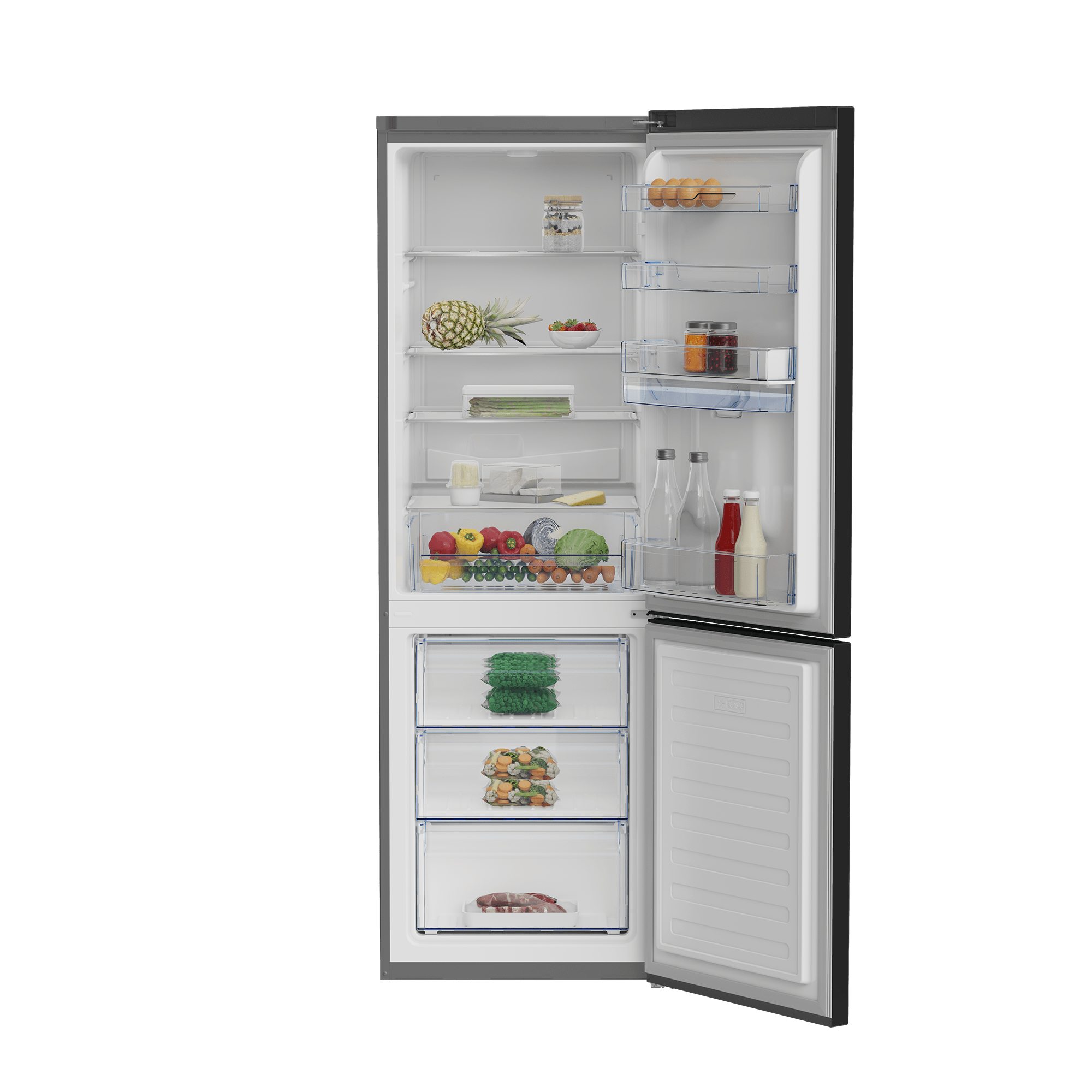 defy Fridge Defy 348 L Black Glass Combi Fridge DAC652 C455 WD