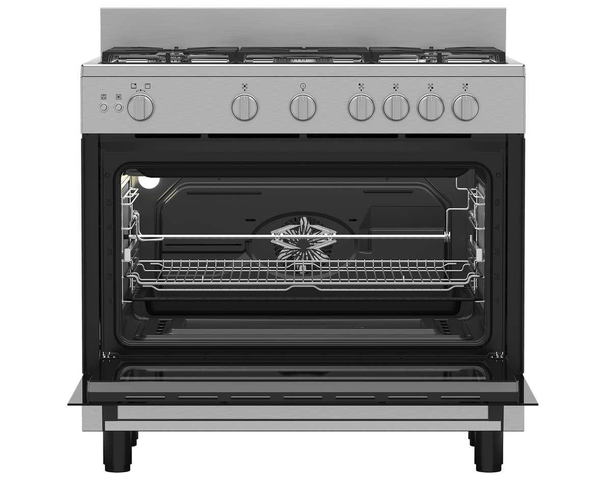 Defy Gas Stove Defy 90cm Inox 5 Burner Full Gas Range Cooker + Turnspit DGS90G