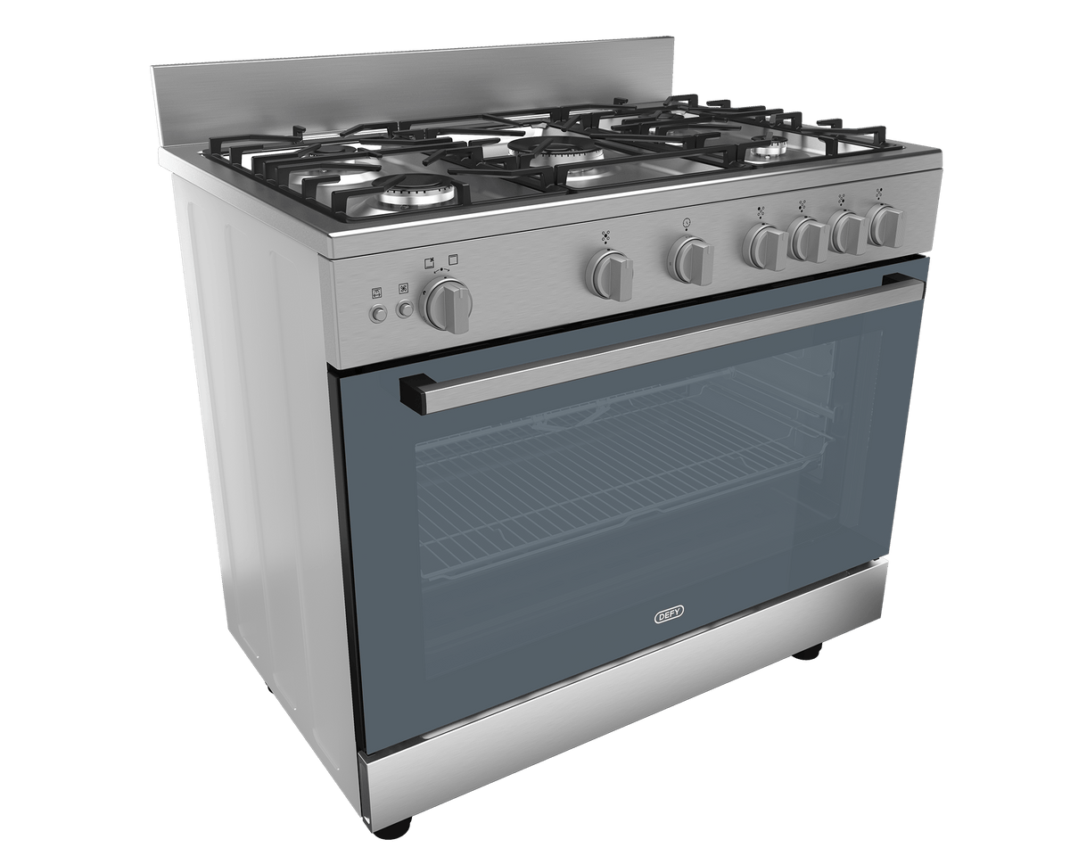 Defy Gas Stove Defy 90cm Inox 5 Burner Full Gas Range Cooker + Turnspit DGS90G