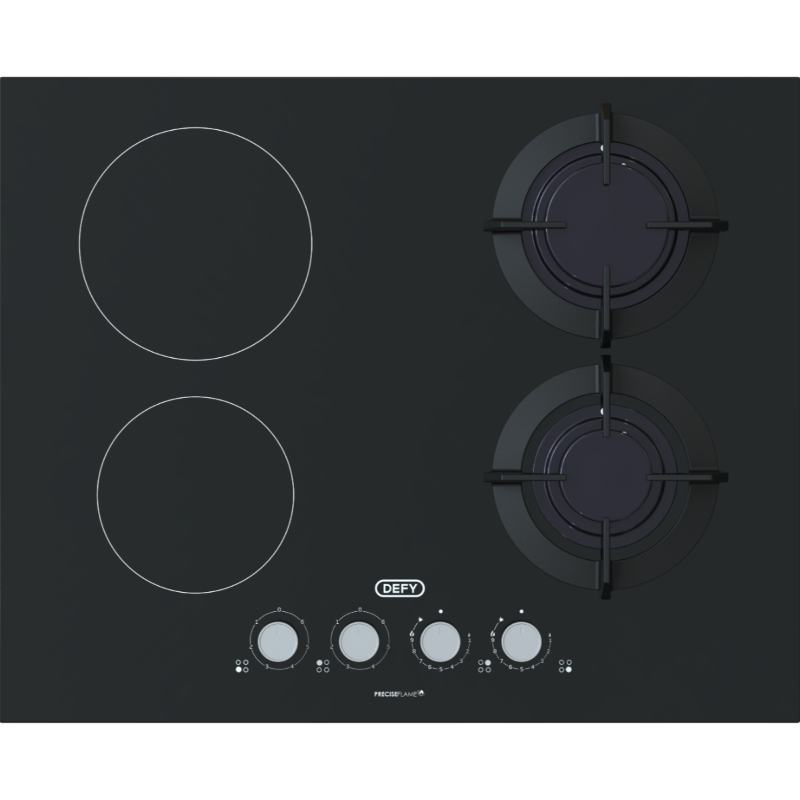 DEFY Hob Defy 65cm Black Glass Dual Fuel Hob DHG606