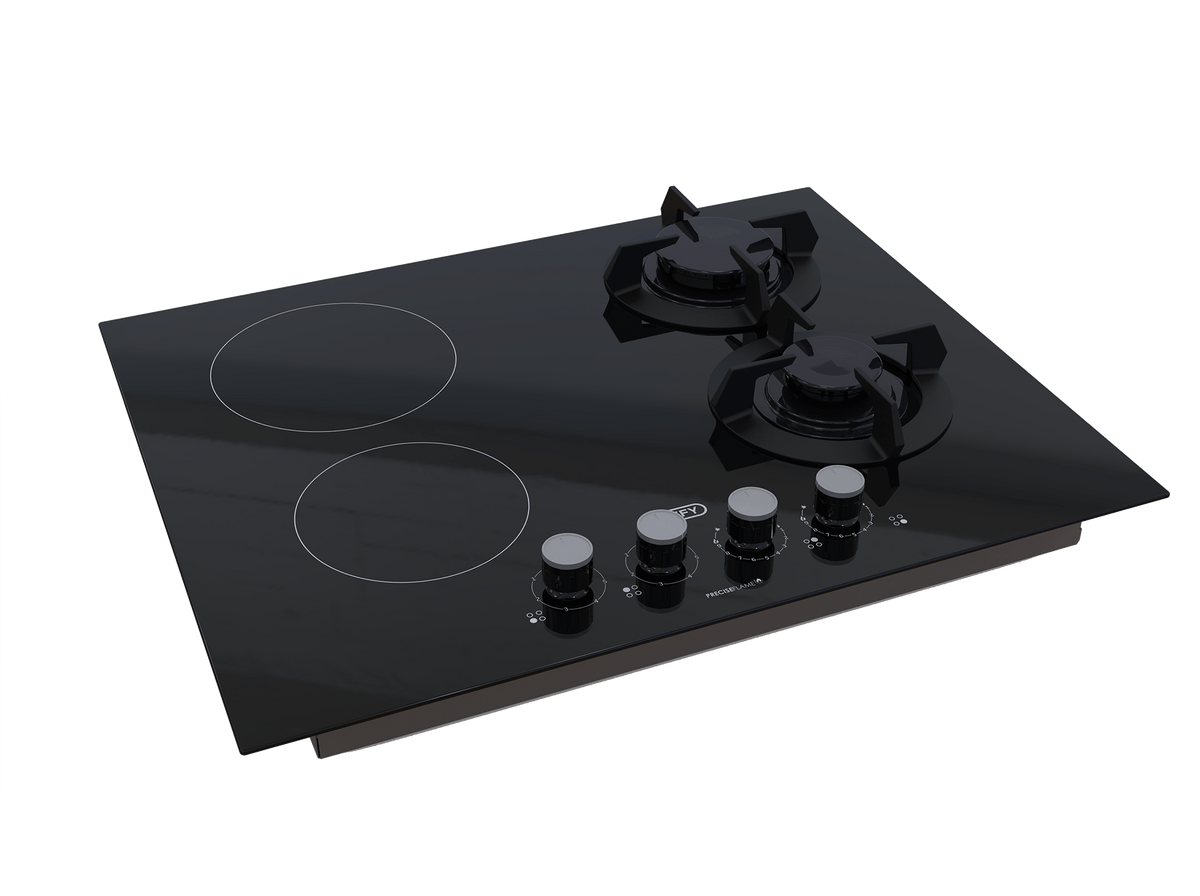 DEFY Hob Defy 65cm Black Glass Dual Fuel Hob DHG606