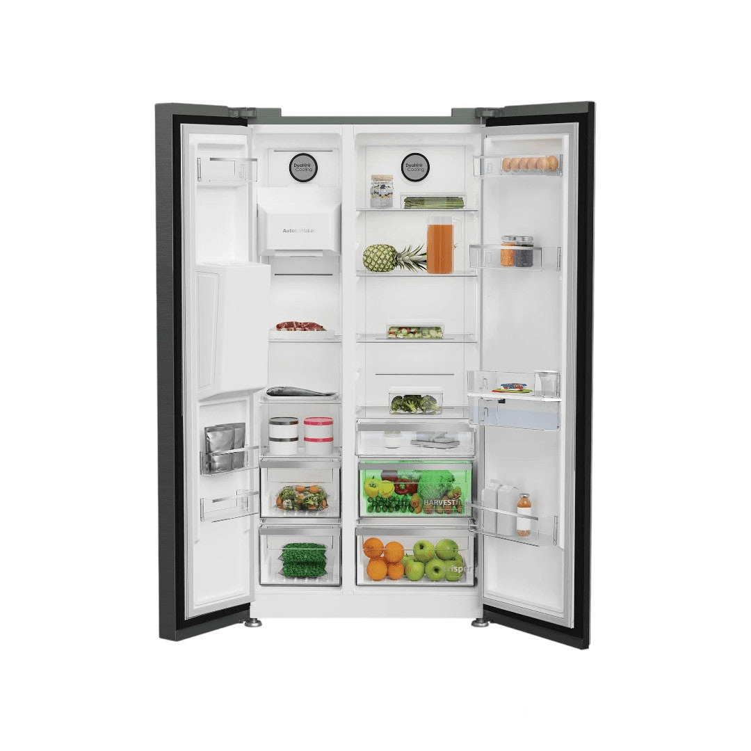 defy Side by side fridge Defy 525L Black Side-By-Side Door Fridge DFF567 (7697511055449)