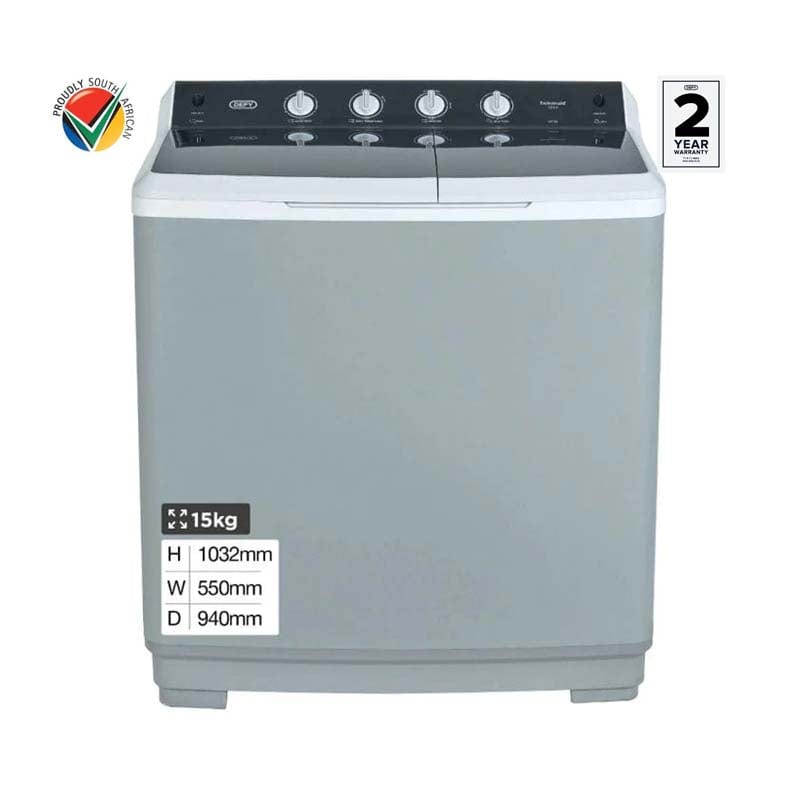 DEFY WASHING MACHINE Defy 15Kg Twin Tub Washer Metallic DTT151 (4738832695385)