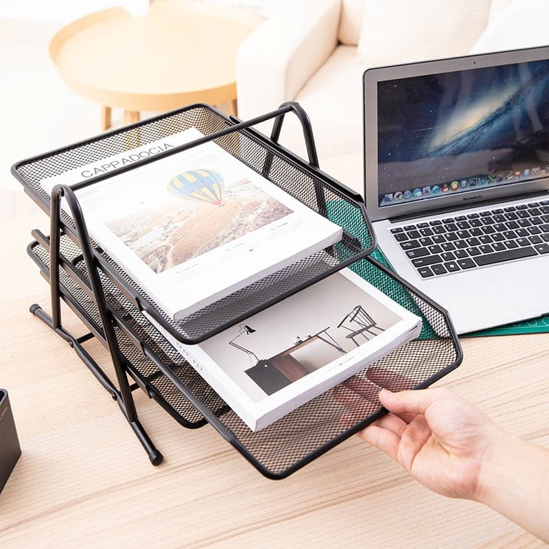 Deli School Stationery Deli File Tray 350x278x275mm Black (7396697800793)