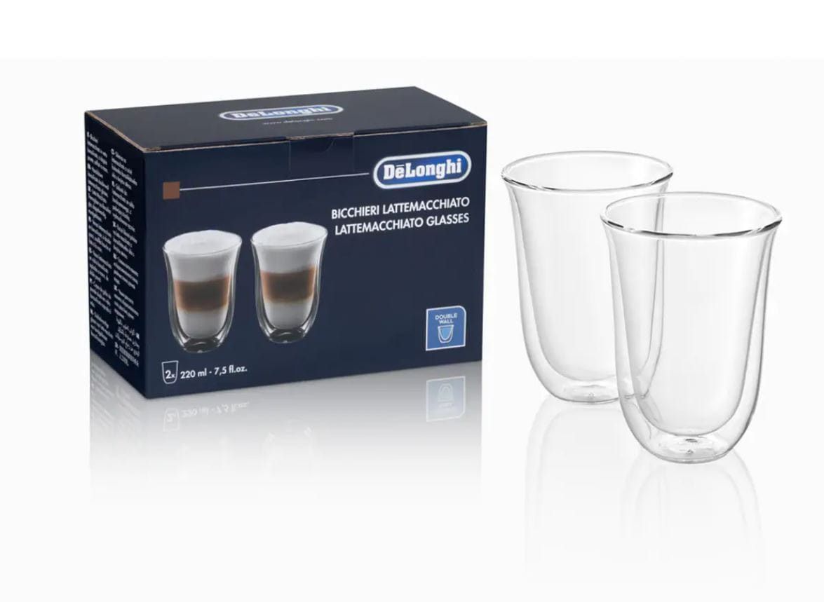 Delonghi CAPPUCCINO DeLonghi 220ML Lattemacchiato Double Wall Glasses Set Of 2 DLSC312